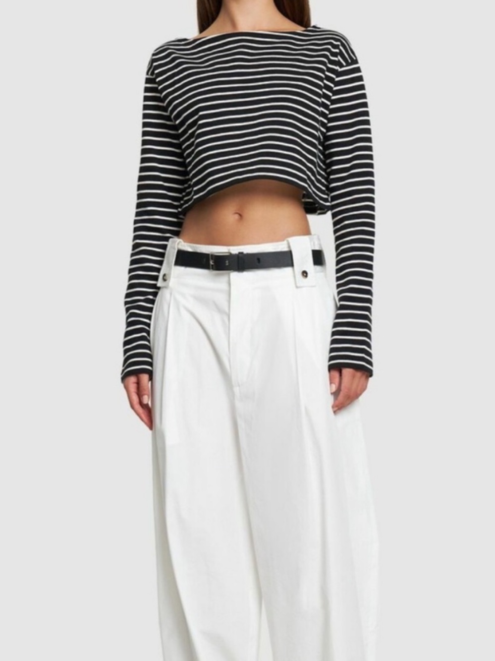 The Frankie Shop Tilla Ultra Cropped Striped Long Sleeve Top